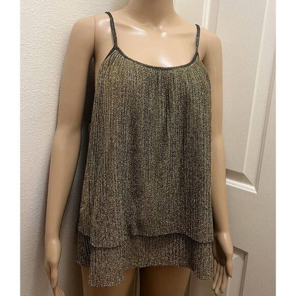 Gold Metallic Womens Blouse By A.N.A. size XL - Picture 1 of 8